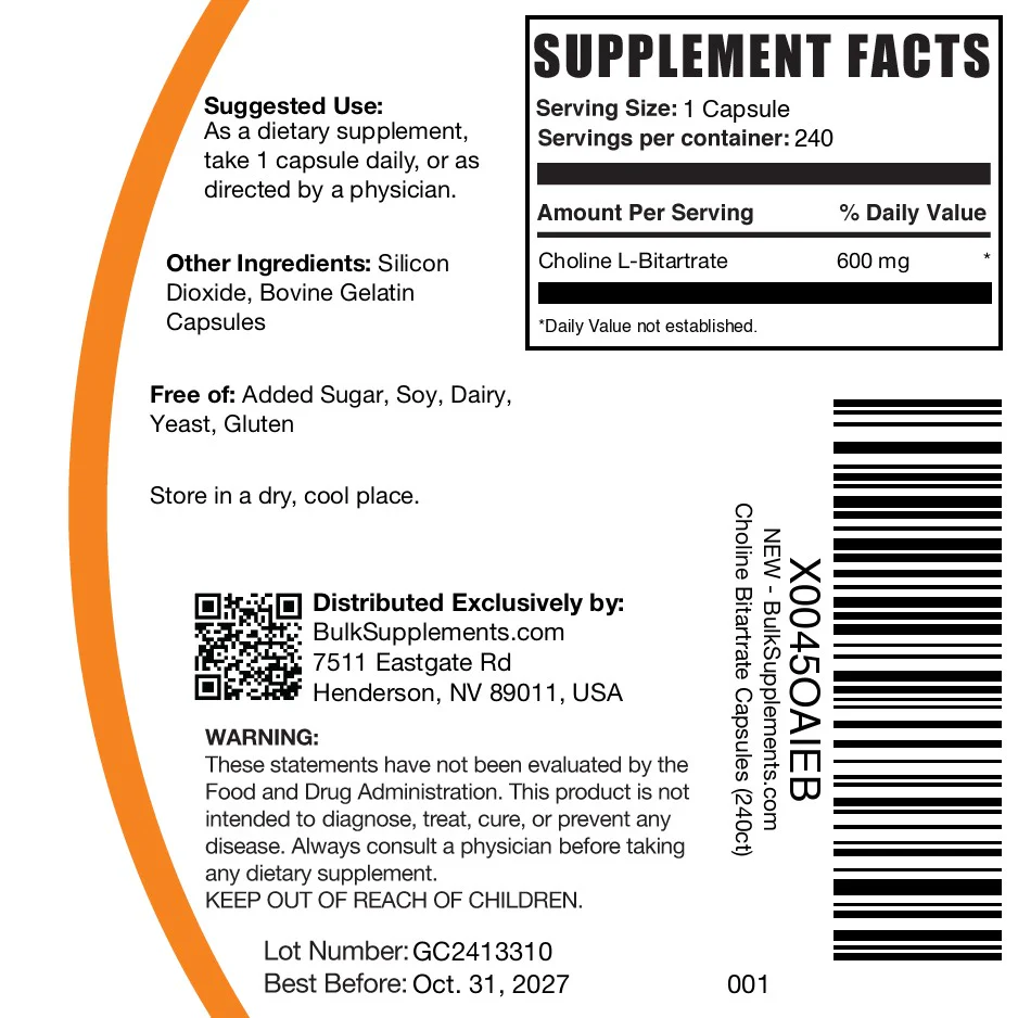 Choline L-Bitartrate Capsules - Image 6