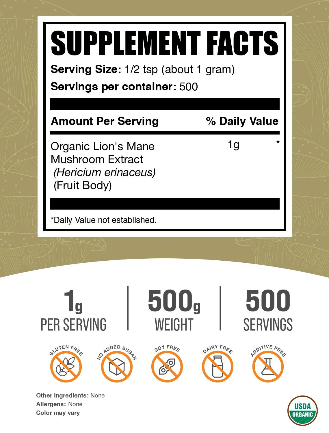 Organic Lion's Mane Mushroom Extract Powder - Image 2