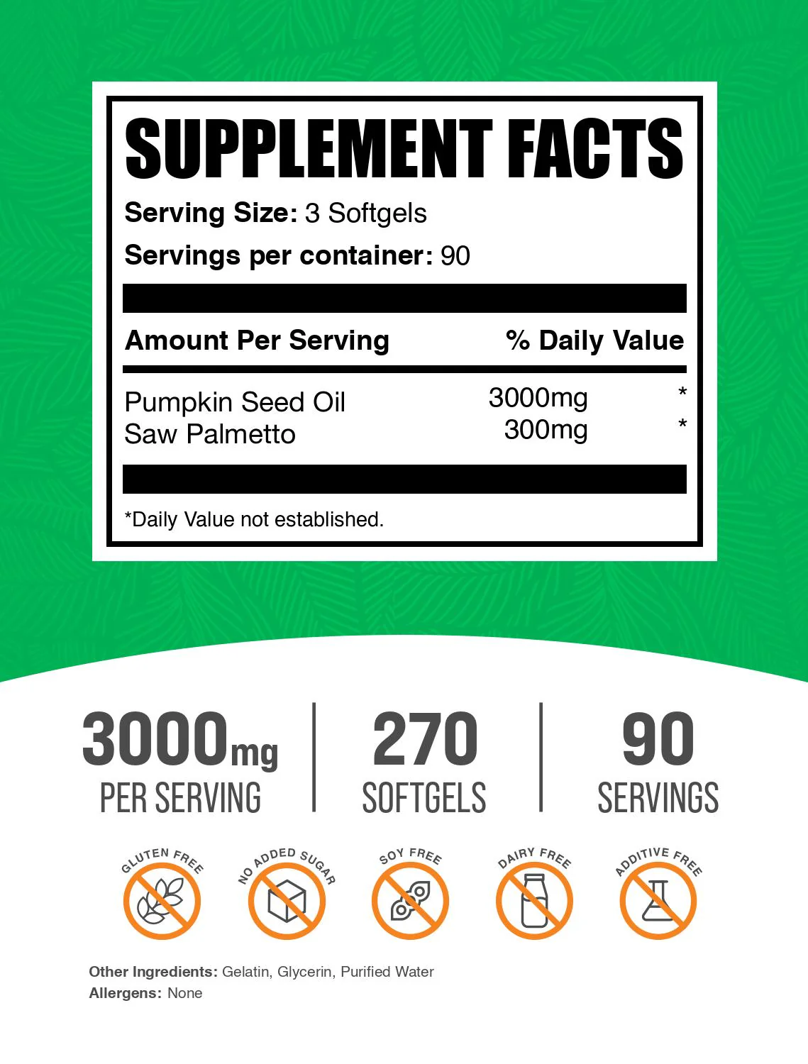 Pumpkin Seed Oil with Saw Palmetto Softgels - Image 2